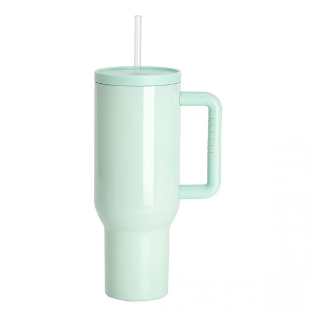 Sublimation Thermobecher mit Deckel, Griff & Trinkhalm 1200ml